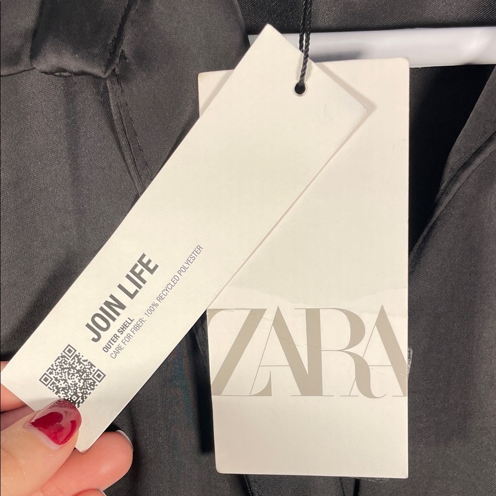 Zara Black Satin Asymmetrical Women's Dress Medium - Picture 5 of 12